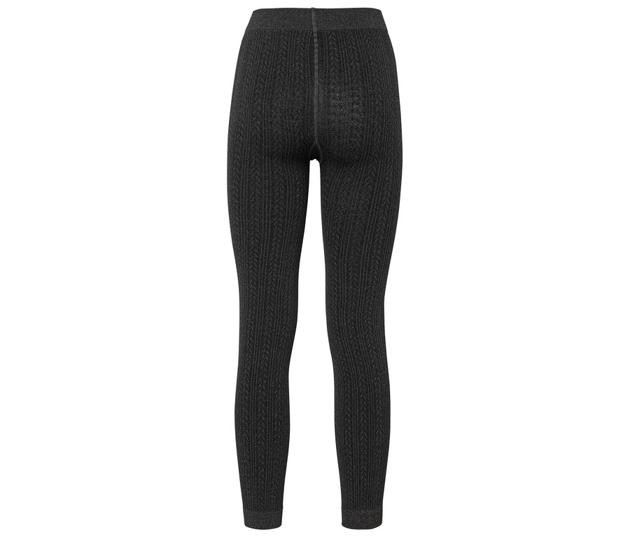 Detailansicht von hinten einer schwarzen Strickleggings.