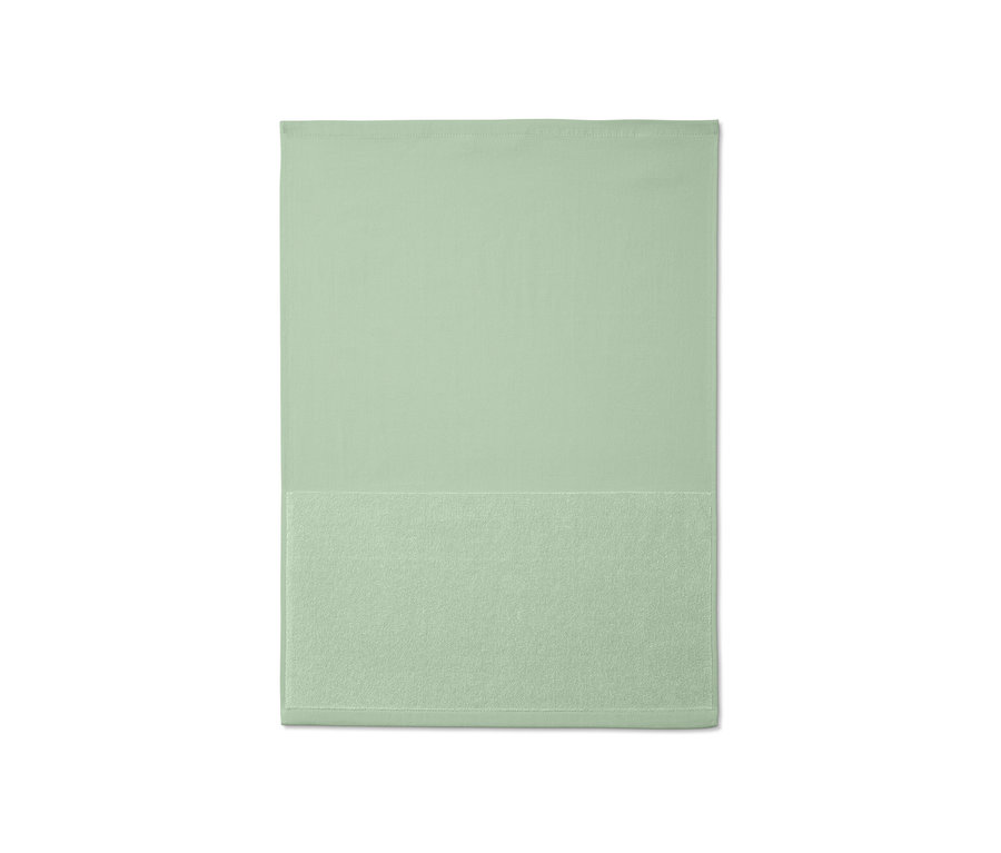 Zwei grüne Küchenhandtücher liegen übereinander.