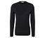 Schwarzer, langärmliger Strickpullover.