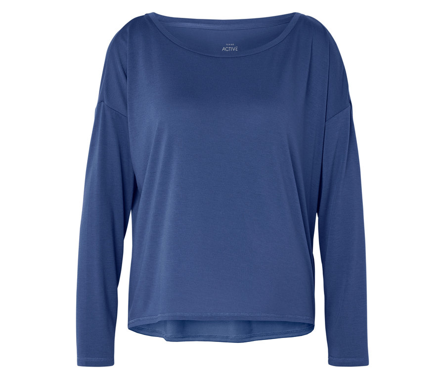 Blaues Langarmshirt.