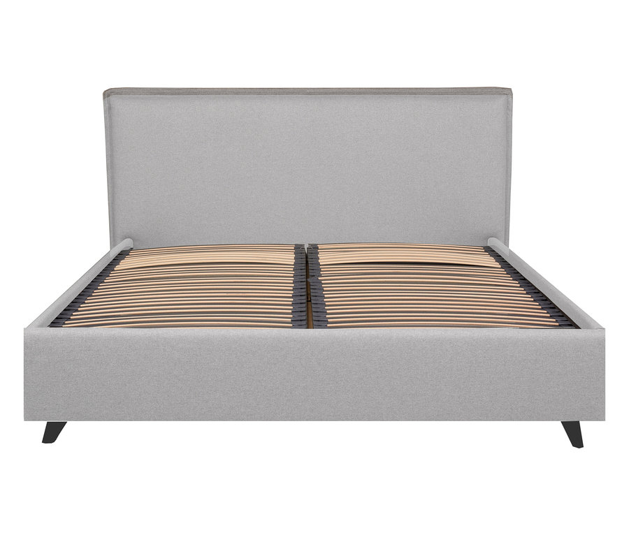 Hellgraues TEMPUR FORM™ Bett PLAIN, 180 x 200 cm, mit Holzlatten.