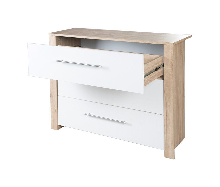 Geöffnete roba Wickelkommode »Malo« mit drei Schubladen.