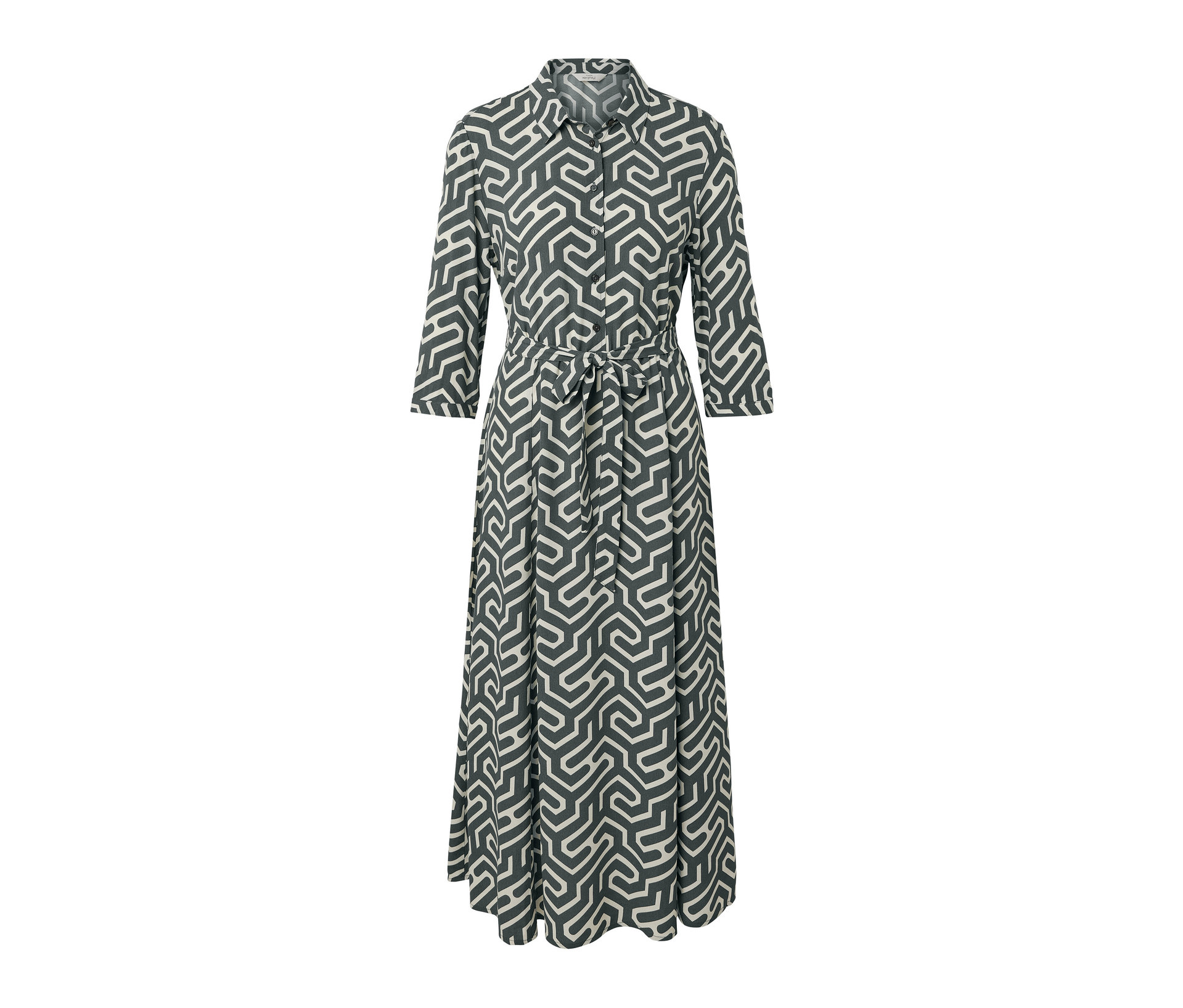 Bedrucktes Hemdblusenkleid - Damen - Gr. 38 - weiß/print - weiß