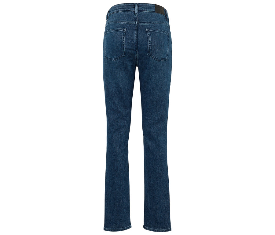 Rückansicht einer blauen Straight-Fit-Jeans.