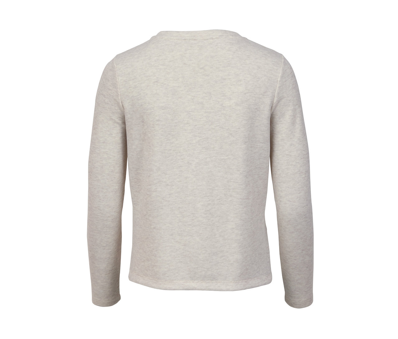 Detailansicht von Rückseite des Feinstrickpullovers mit Wickeldetail.