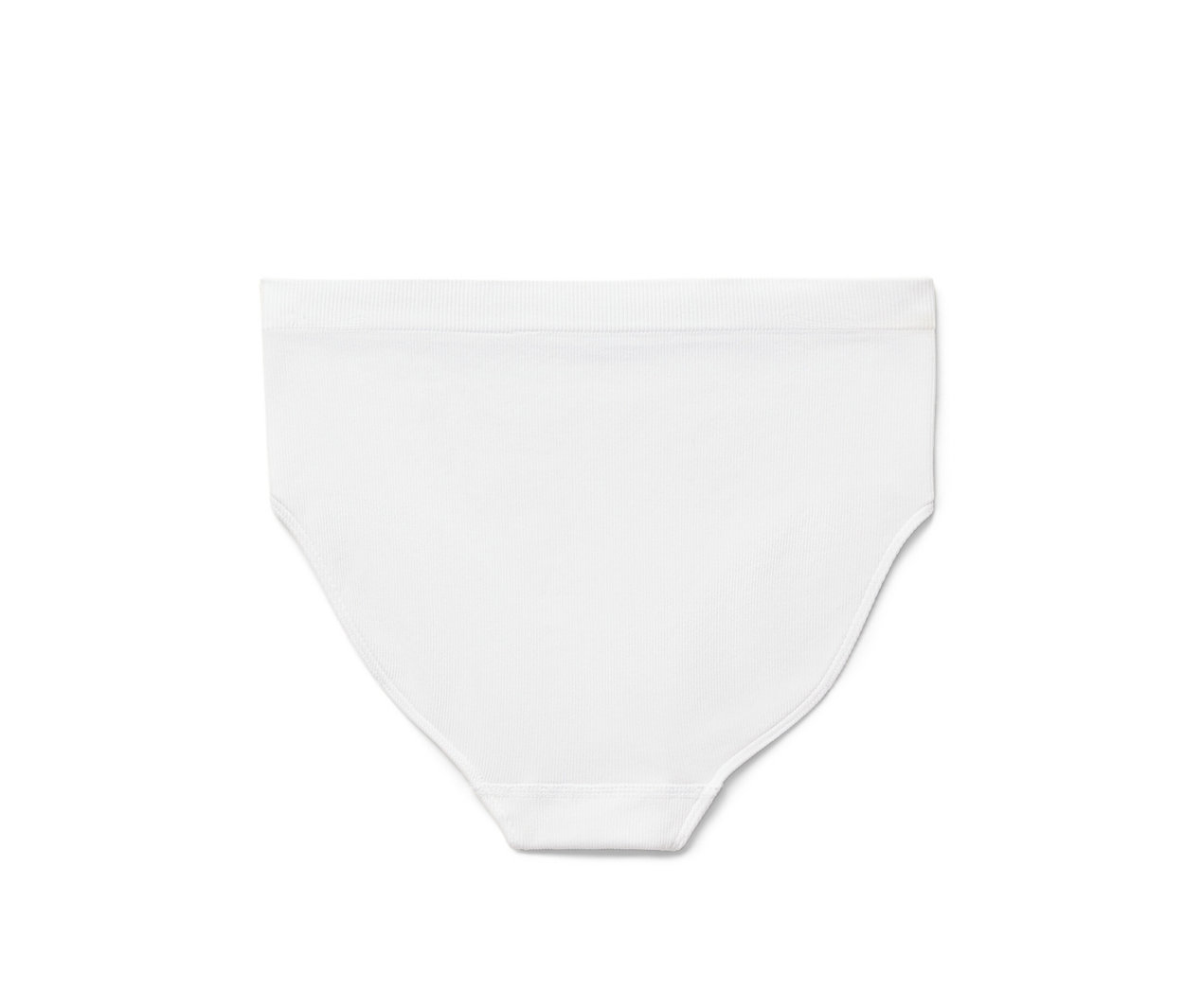 Detailansicht von 2 Seamless-Pantys mit Rippstruktur in Weiß auf weißem Hintergrund.