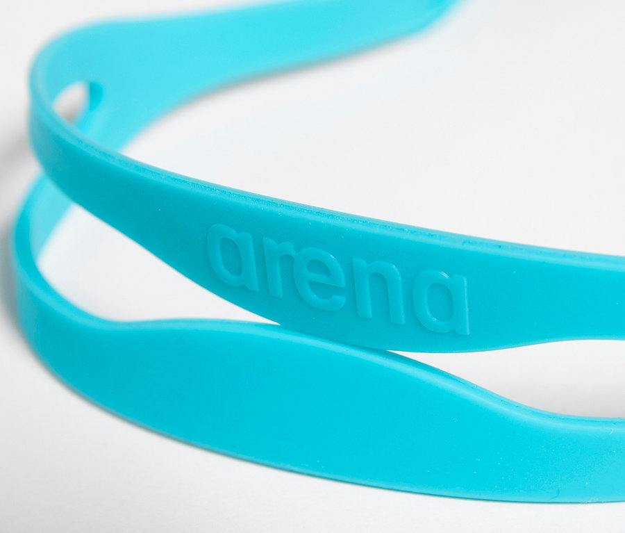 Detail einer türkisfarbenen Arena Kinder-Schwimmbrille The One JR.