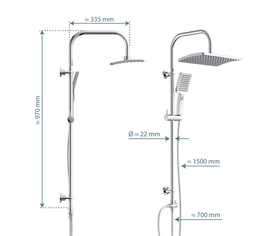 Chromfarbenes Überkopfbrause-Set »Mallorca« mit Handbrause.