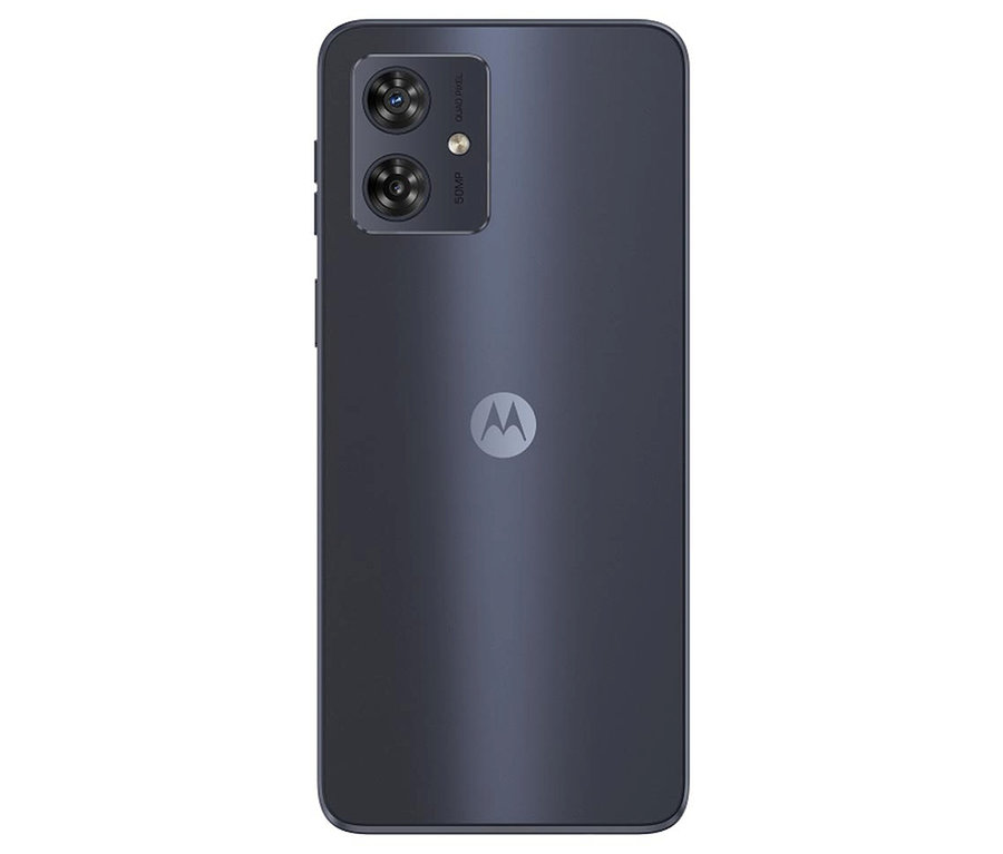 Rückseite eines dunkelblauen Motorola moto G54 5G 256GB Mobiltelefons.