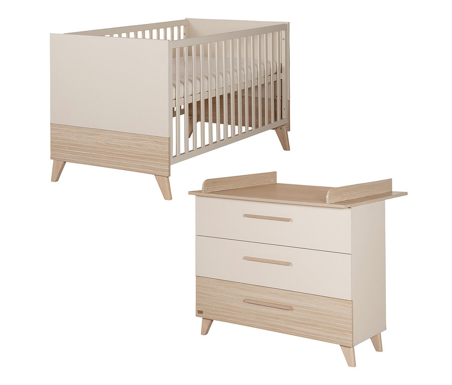 Gitterbett und Wickelkommode roba Set »Sidney« 2-teilig, Kaschmir.