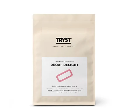 Packung TRYST Decaf Delight Omni-Roast - 250 g ganze Bohne.