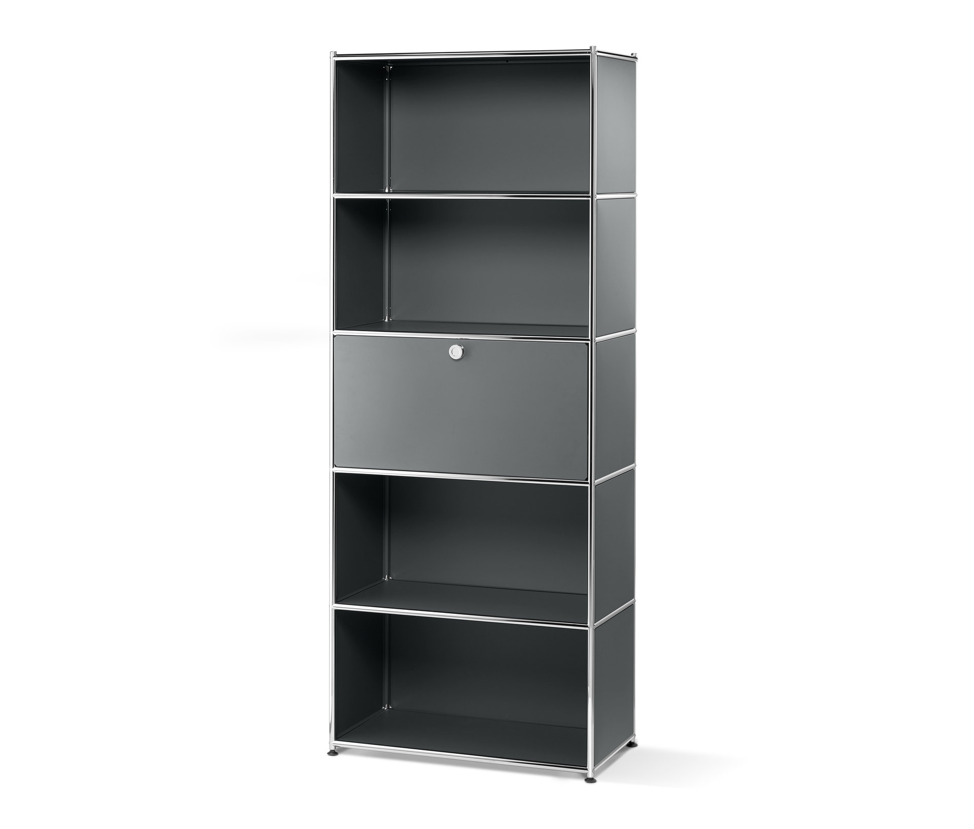 Tchibo - Hohes Regal Metall »Cn3« mit Klappenfach - 77x40x194,5cm - chrom -