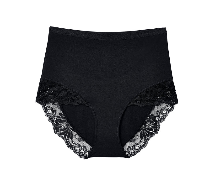 Schwarzer Bodyforming-Taillenslip mit Spitze.