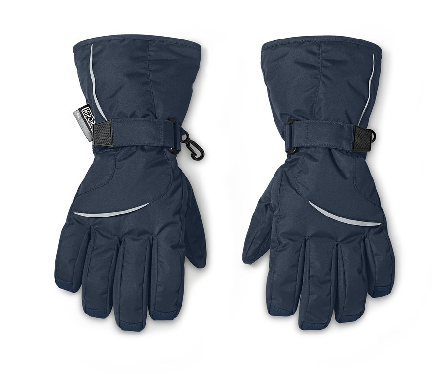 Zwei Winterhandschuhe auf weißem Hintergrund.