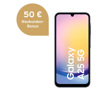 Samsung Galaxy A25 5G 128GB in Blau-Schwarz.
