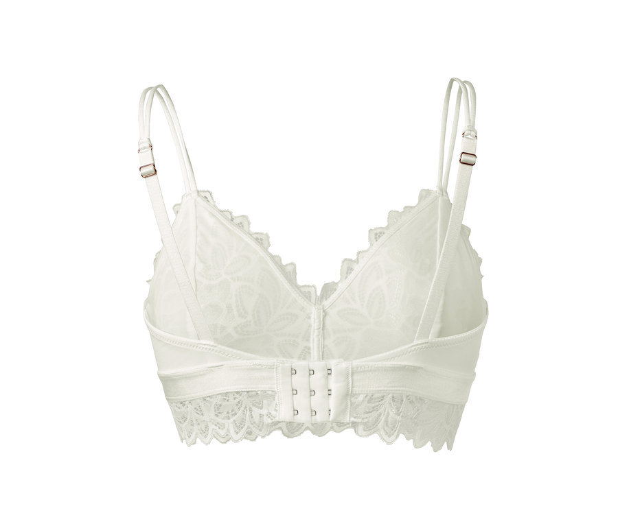 Detailansicht eines Soft-BHs mit Spitze und verstellbaren Trägern.