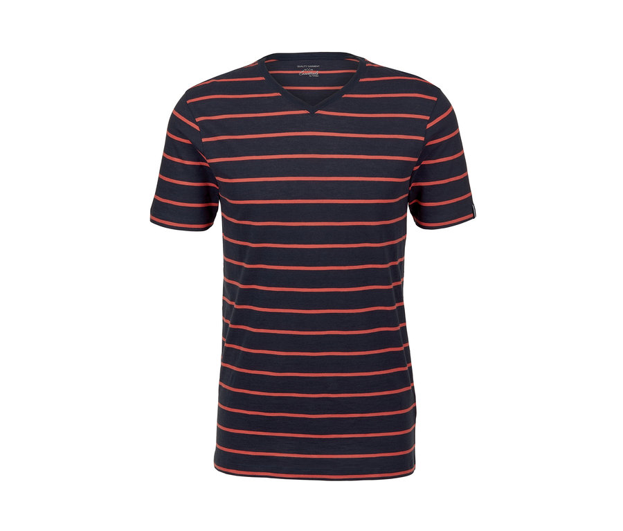 Gestreiftes T-Shirt mit V-Ausschnitt, 2 Stück