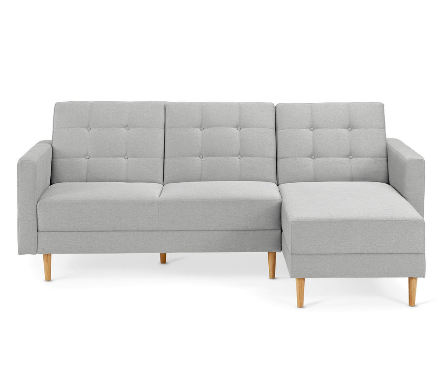 Helles graues Federkern-Eckschlafsofa »Just Relax« mit Stauraumbank.