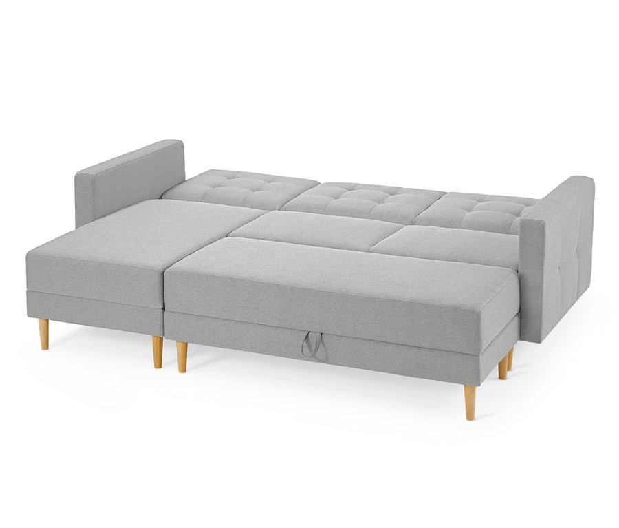 Helles, graues Federkern-Eckschlafsofa »Just Relax« mit Stauraumbank.