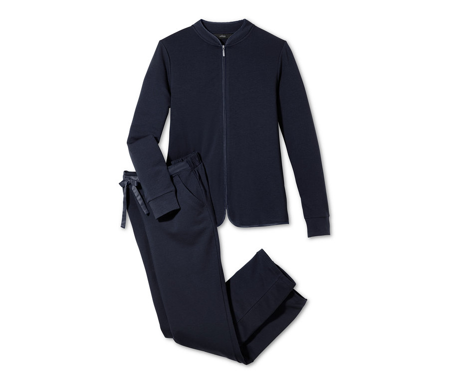 Marineblauer Loungewear-Anzug mit Reißverschluss und Kordelzug.
