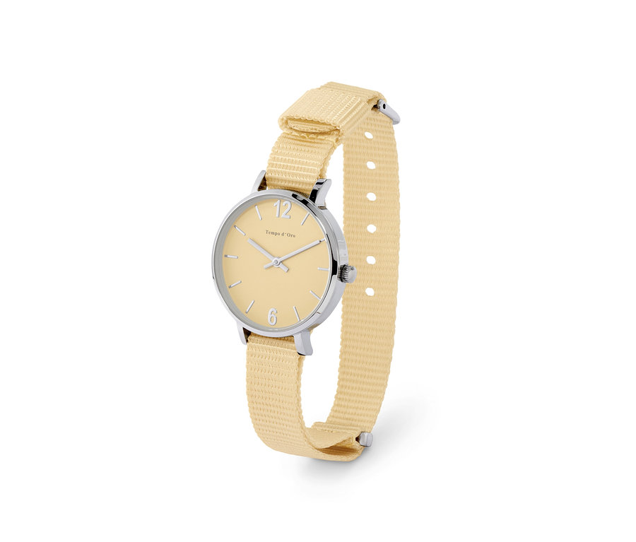 Armbanduhr, Quarz, 316L-Edelstahl, gelb.