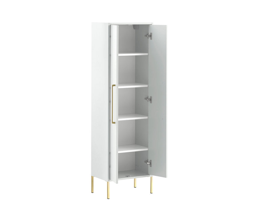 Weißes Highboard »Sarah« mit geöffneten Türen, die vier Regale zeigen.