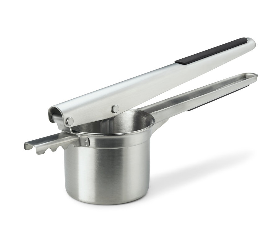 Kartoffel- und Spätzlepresse aus Edelstahl.