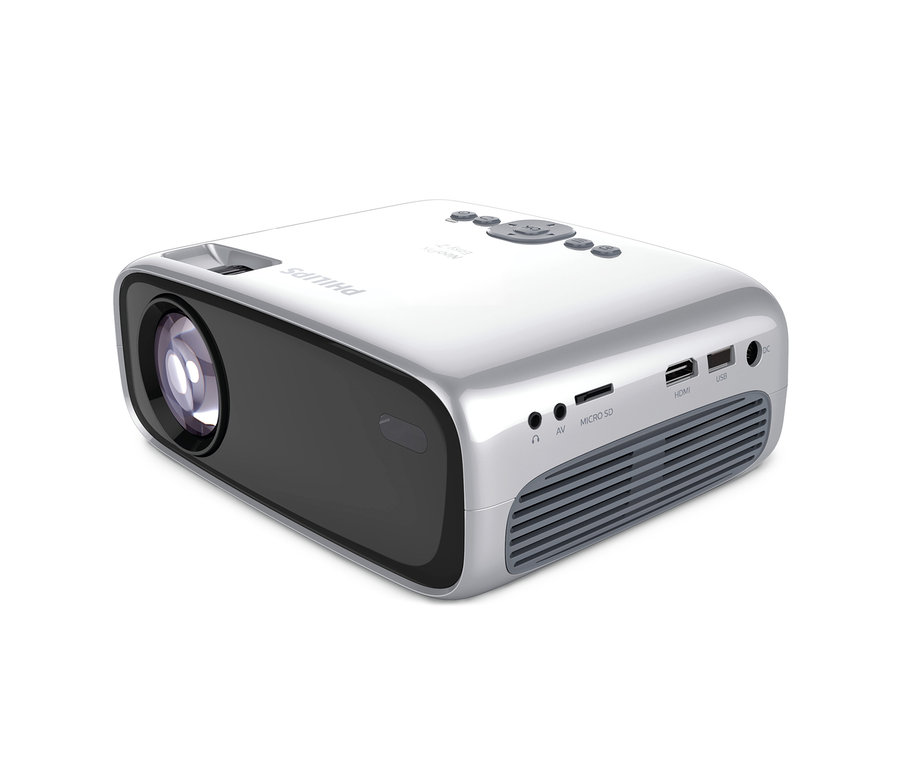 Weißer Philips »NeoPix Easy 2+« Mini-Projektor.