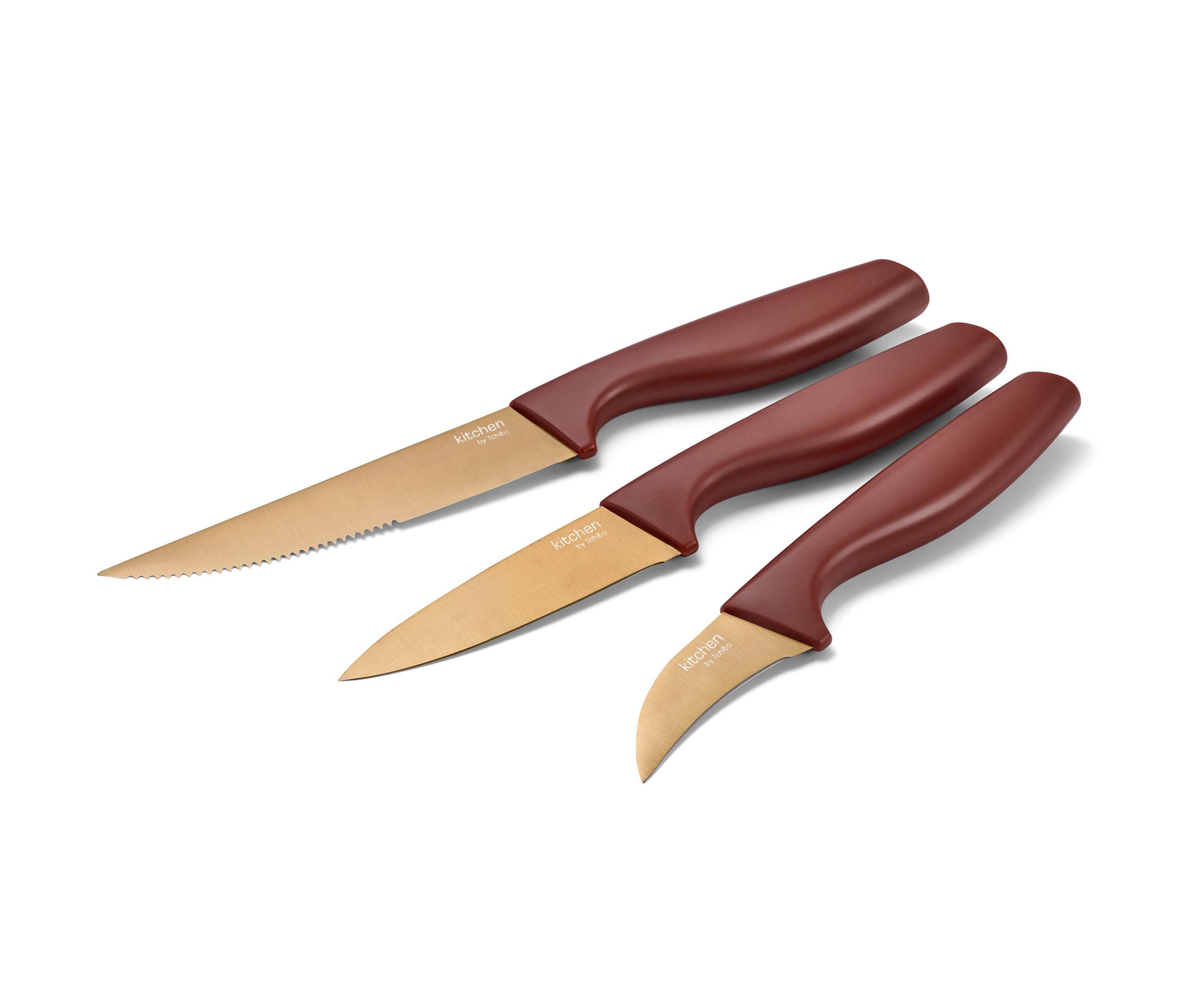 Tchibo - 3 Küchenmesser - dunkelrot