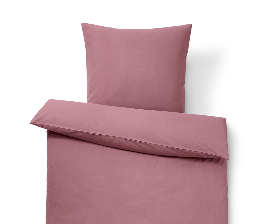 Rosa Premium-Baumwoll-Bettwäsche, Doppelgröße, mit Kissenbezug.