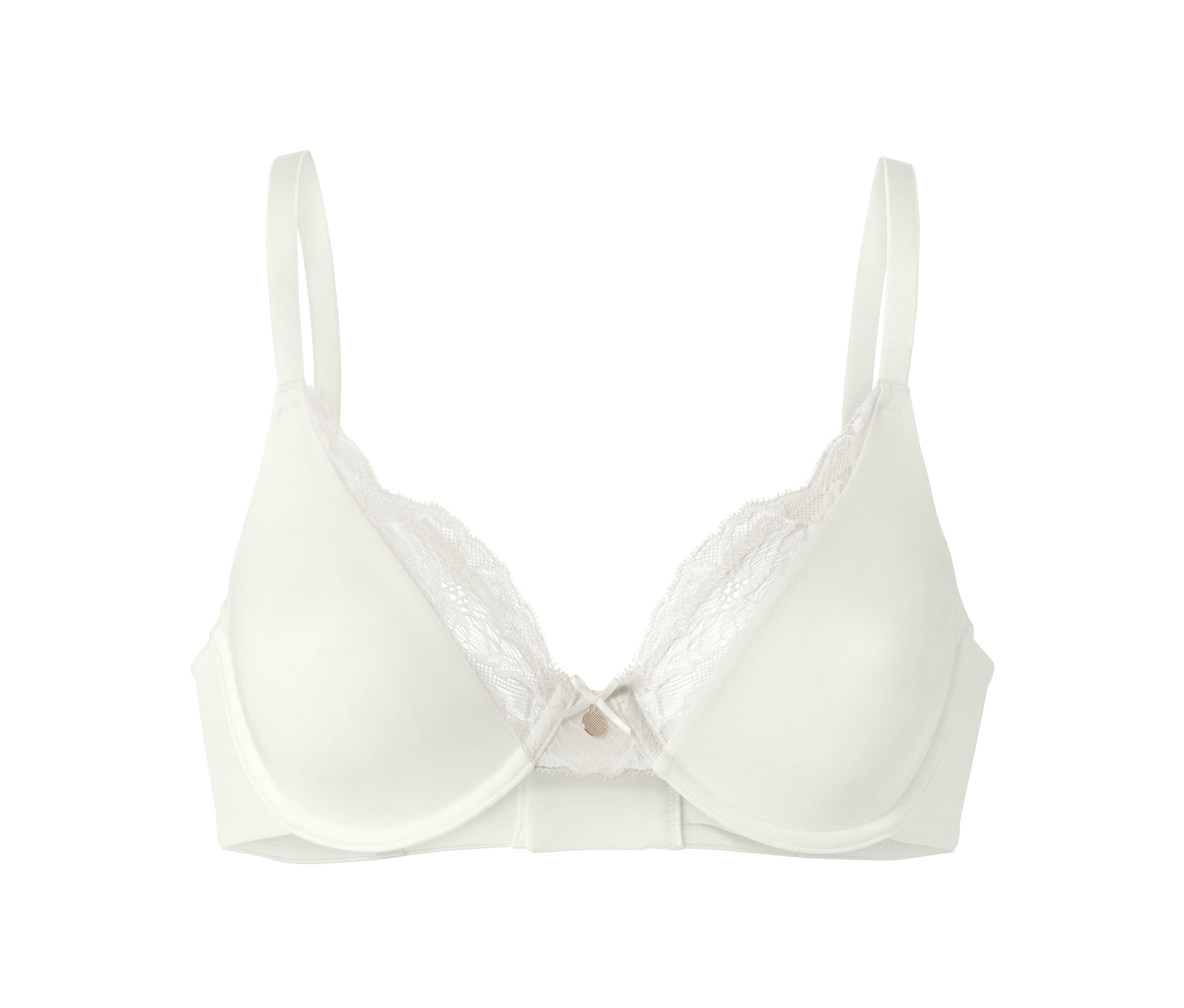 Creme Bügel-BH mit Spitze.