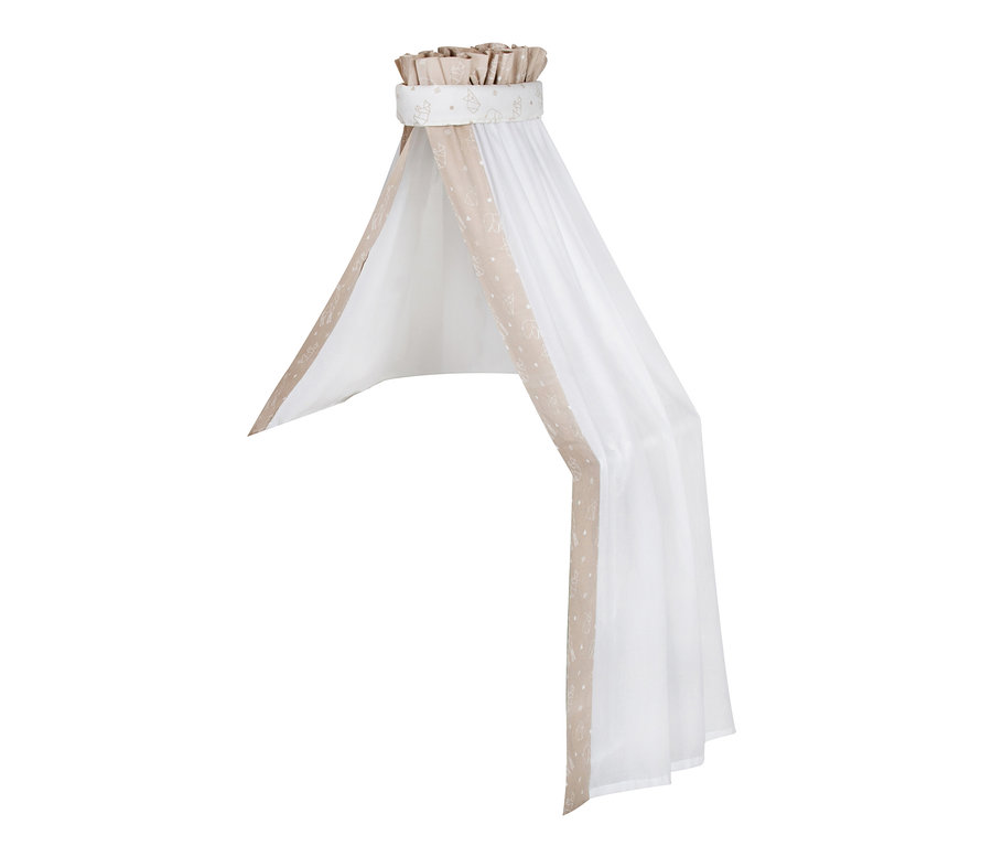 Weißer Baldachin mit beigefarbener Bordüre. Schardt Bett-Set »Origami Beige«, 4-teilig.