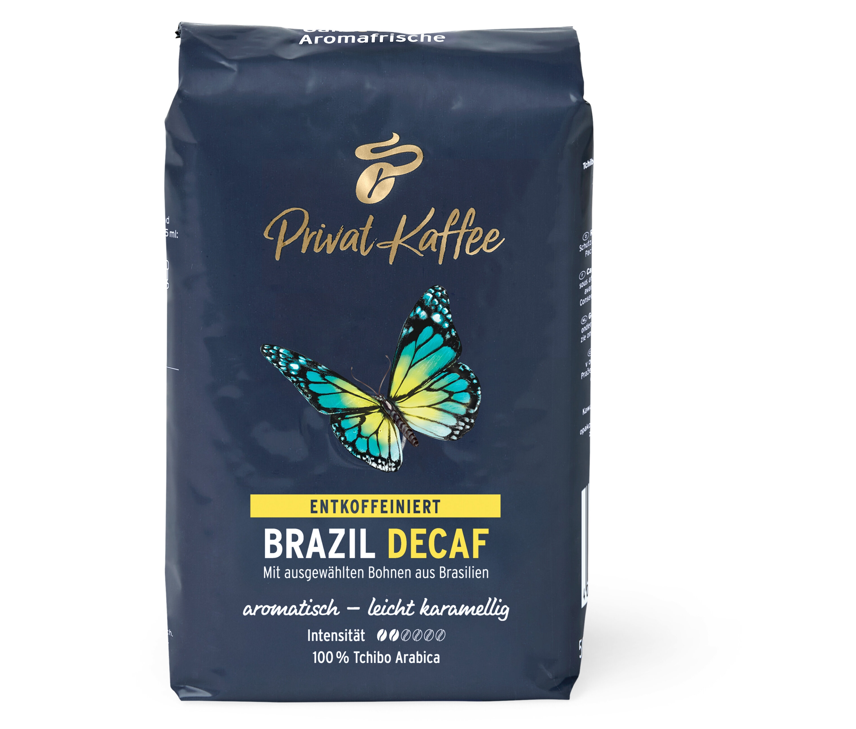 Eine Packung Privat Kaffee Brazil Decaf - 500 g Ganze Bohne.