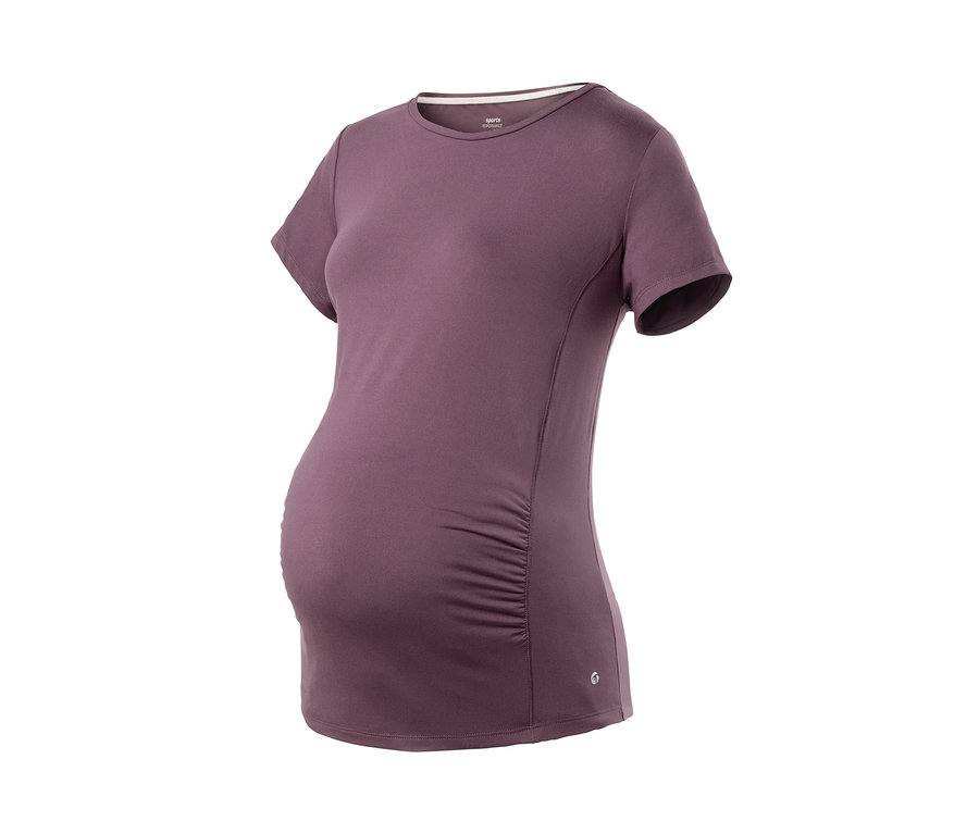 Lila Umstands-Sportshirt auf weißem Hintergrund.