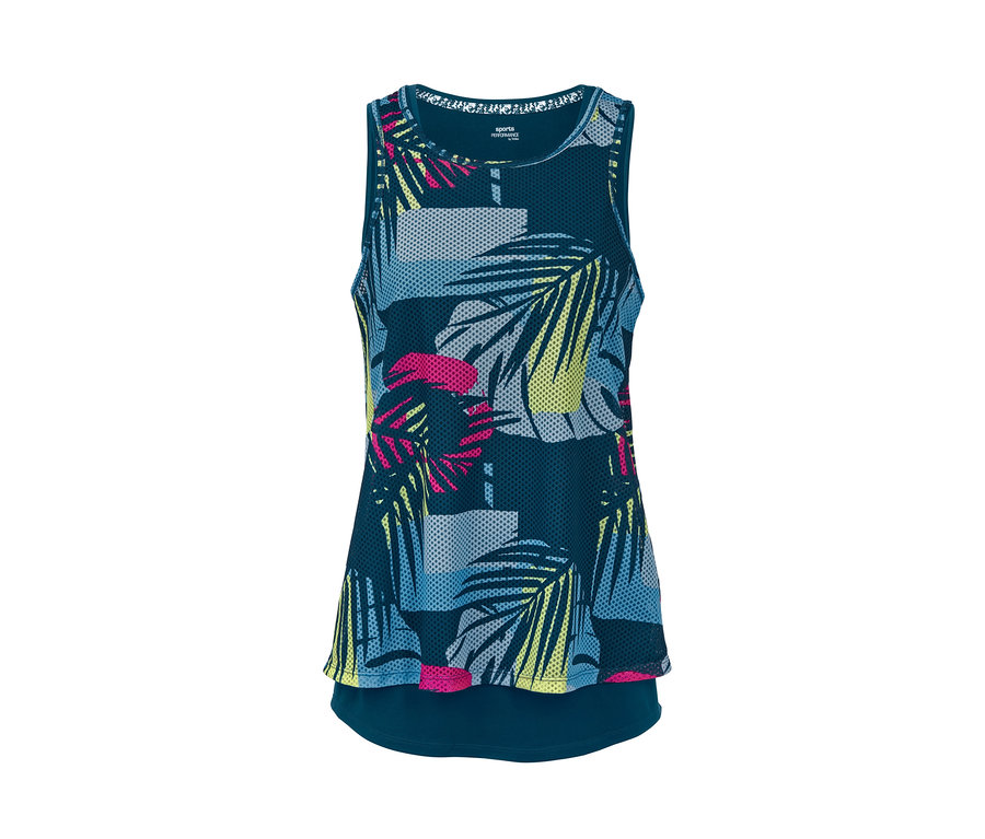 2-in-1-Sporttop mit Palmenmuster.