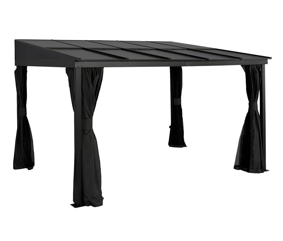 Eine schwarze Aluminium-Terrassenüberdachung »St. Barthelemy«, 10 x 14.