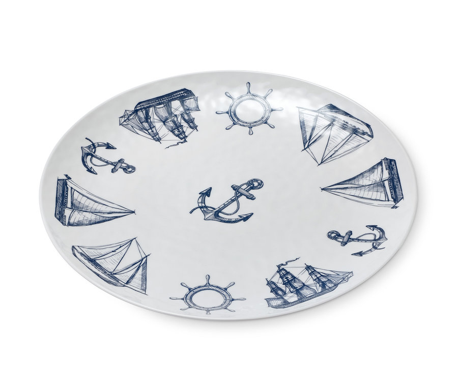 Servierteller mit nautischen Motiven.