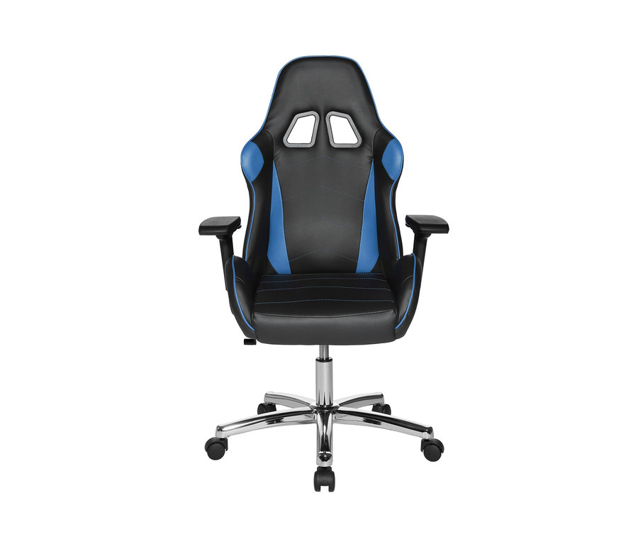 Topstar-Gaming-Chair »Speed Chair 2«, schwarz-blau, vor einem weißen Hintergrund.