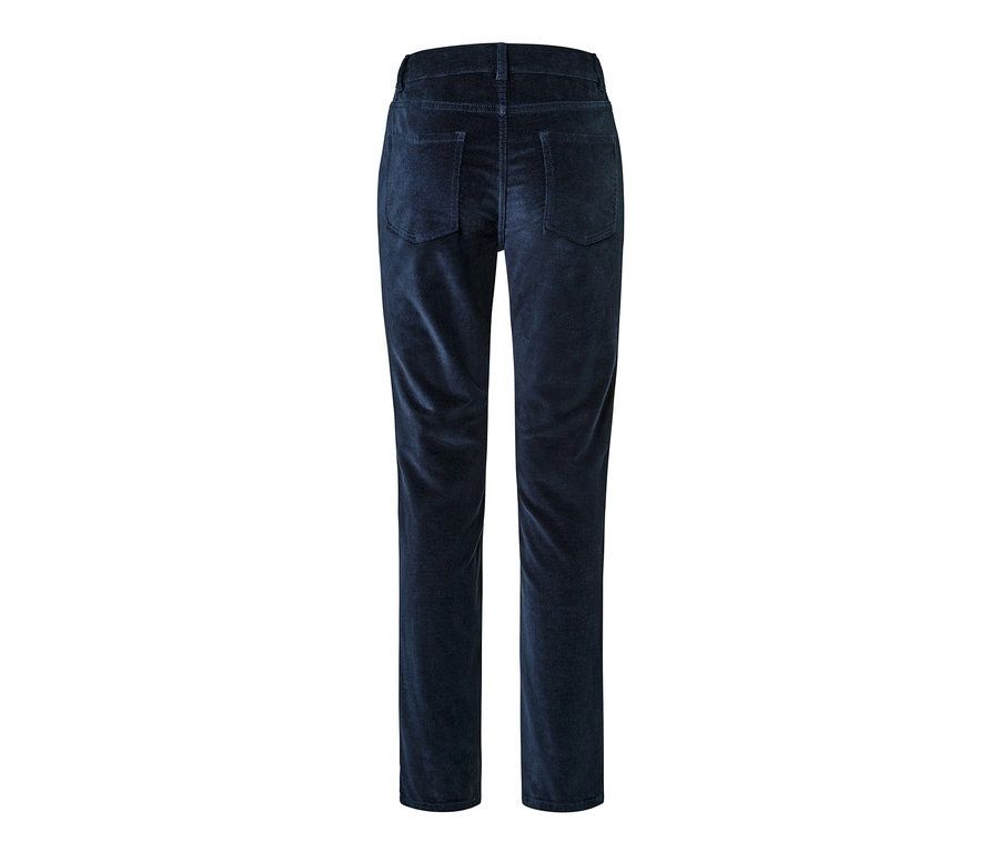 Dunkelblaue Samthose von hinten.