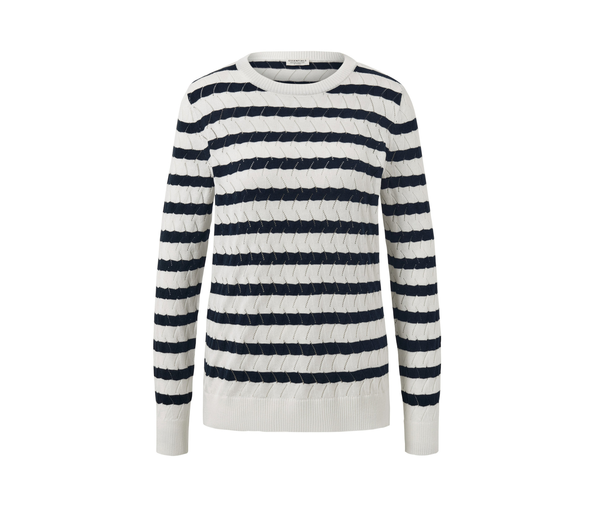 Gestreifter Strickpullover - Damen - Gr. XL - dunkelblau/gestreift - dunkelblau