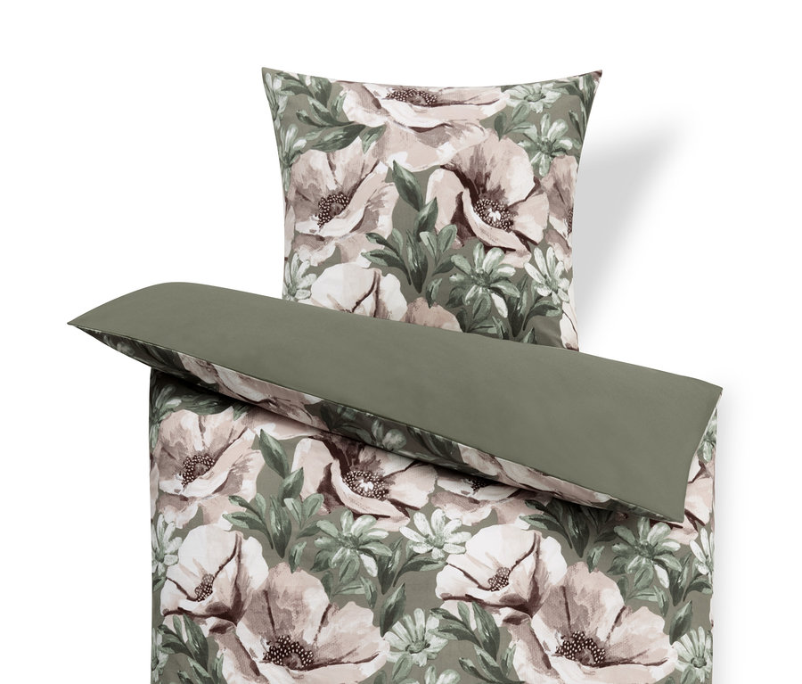 Biber-Bettwäsche in Normalgröße mit Blumenmuster.