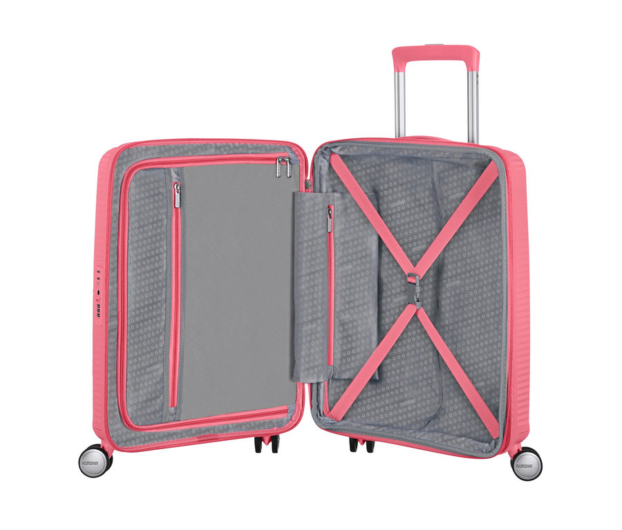 Offener korallenroter American Tourister Hartschalen-Koffer »Soundbox« Spinner.