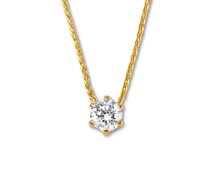 585 Gold-Kette mit Brillantanhänger.
