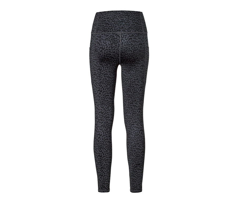 Grau-schwarze Sporttight mit Leopardenmuster.