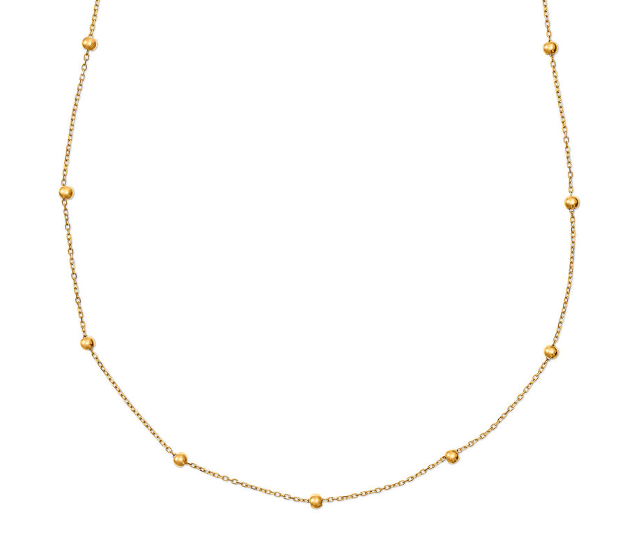 Nahaufnahme einer 585 Gold Kette Kugeln und einer 375 Gold Kette Kugeln.