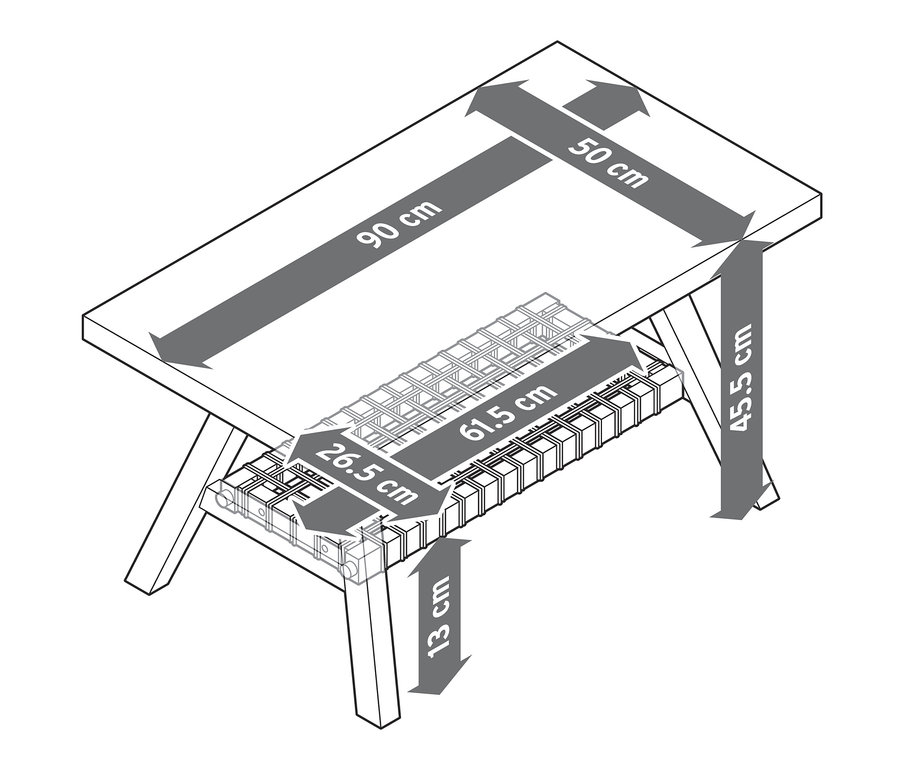 Abmessungen des Lounge-Sets mit Textilgeflecht.