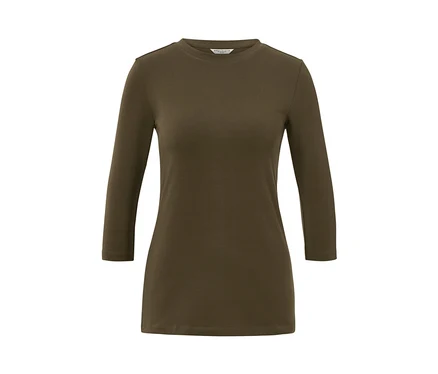 Khaki Shirt mit 3/4-Arm.