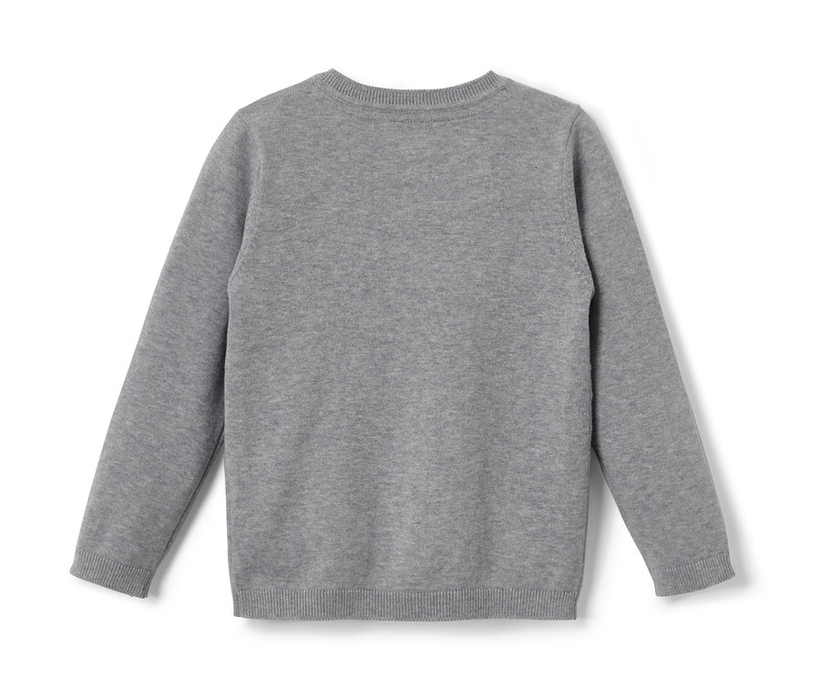 Graue Kinder-Strickjacke.