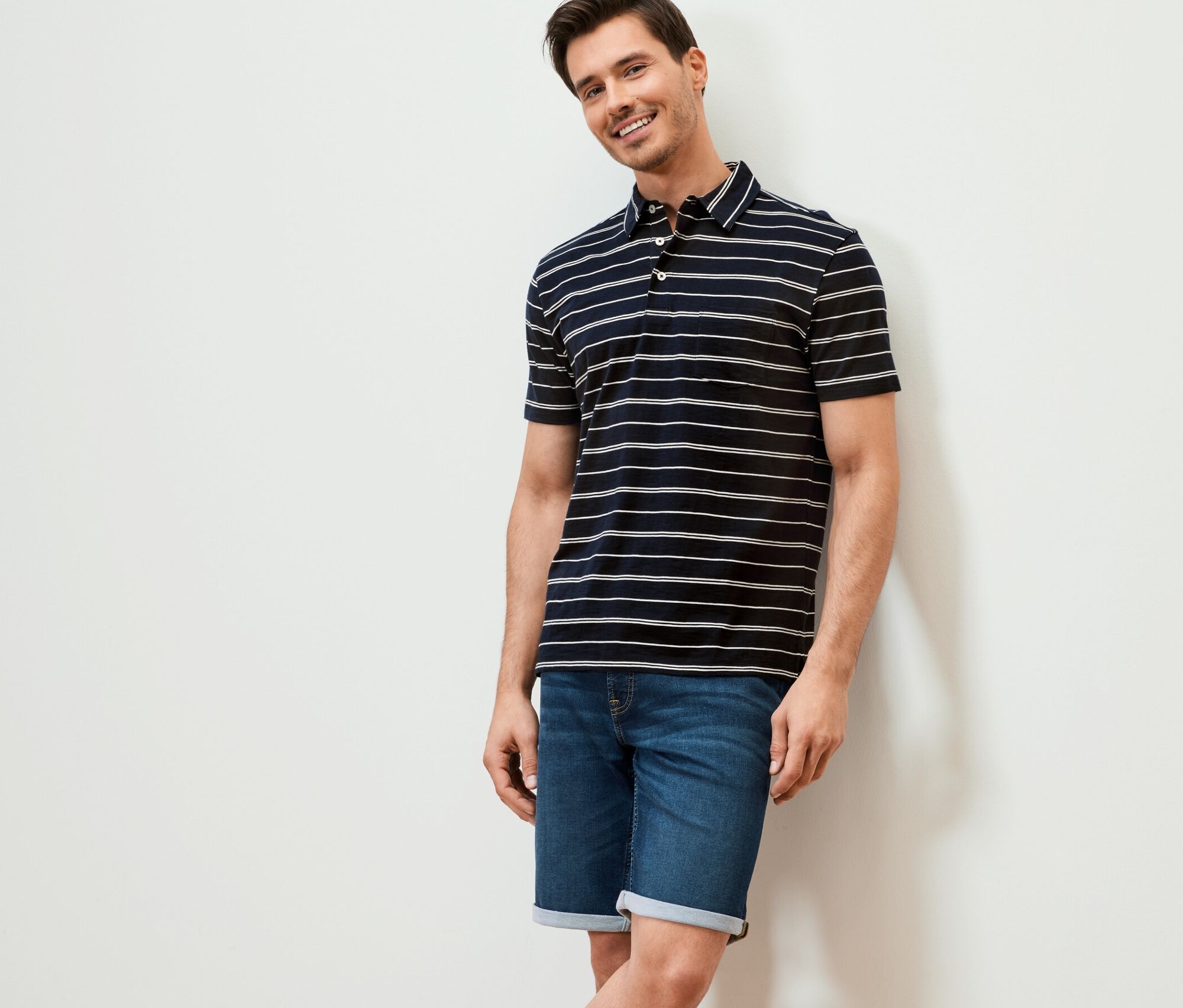Thumbnail - Tchibo - Jersey-Poloshirt - Herren - Gr. XXL - dunkelblau/gestreift
