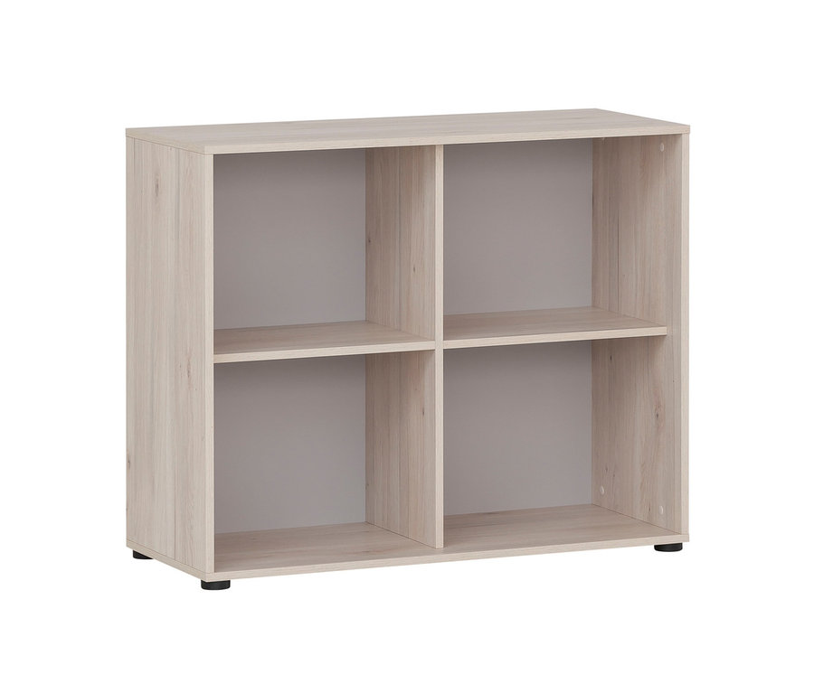 Regal mit offenen Fächern »Serie 400« in platingrau und Sandeichen-Dekor.